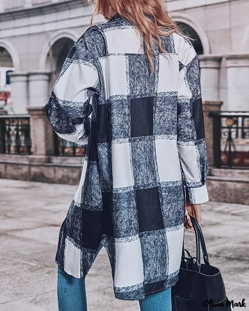 Deanwangkt - Drop-shoulder button-down shirt with checkered flap - Deanwangkt