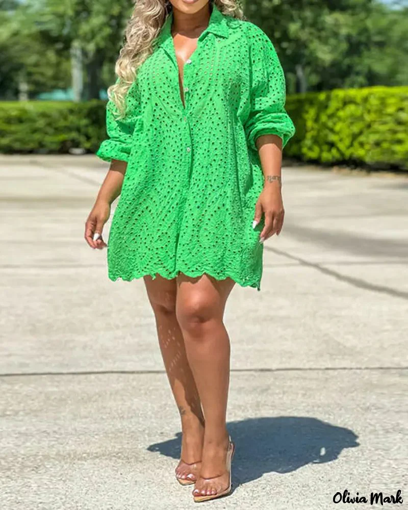 Deanwangkt - Eyelet Embroidered Long Sleeve Button Down Shirt - Deanwangkt