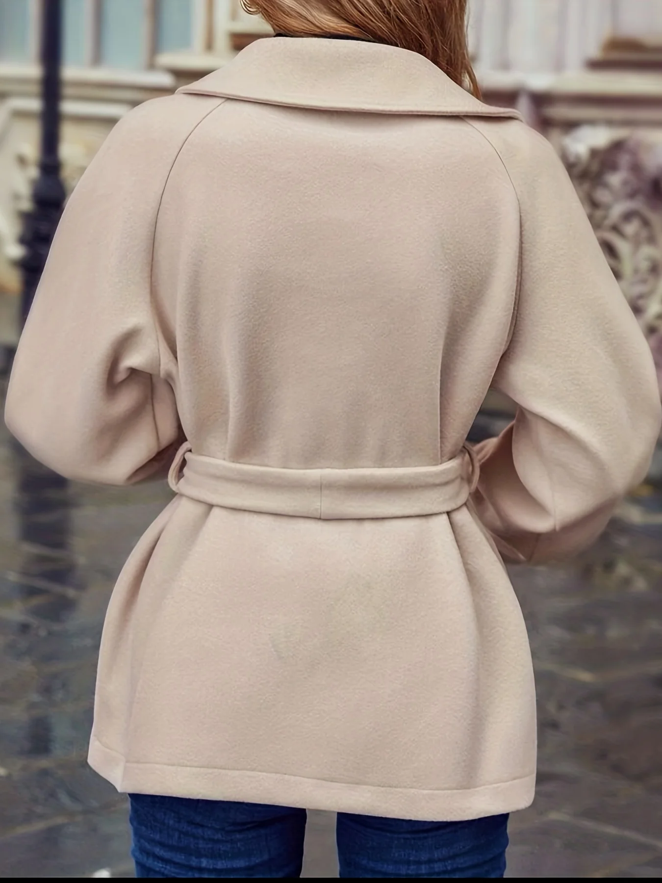 deanwangkt-1  Lapel Open Front Coat, Elegant Solid Long Sleeve Versatile Outerwear, Women's Clothing - Deanwangkt