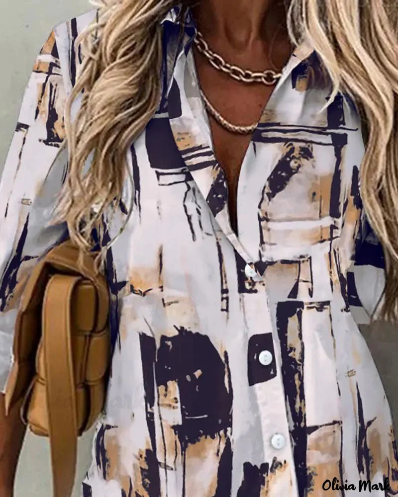 Deanwangkt - Abstract Print Long Sleeve Button-Up Shirt - Deanwangkt