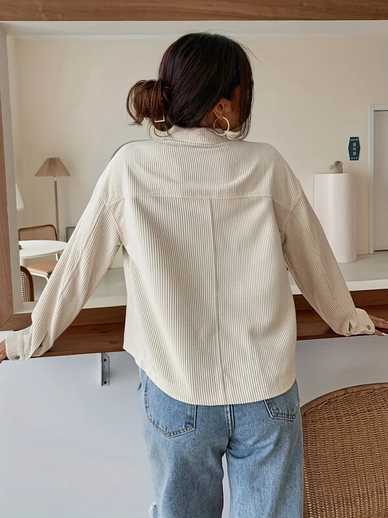 deanwangkt-1 Solid Button Front Jacket, Casual Long Sleeve Collared Versatile Outerwear, Women's Clothing - Deanwangkt