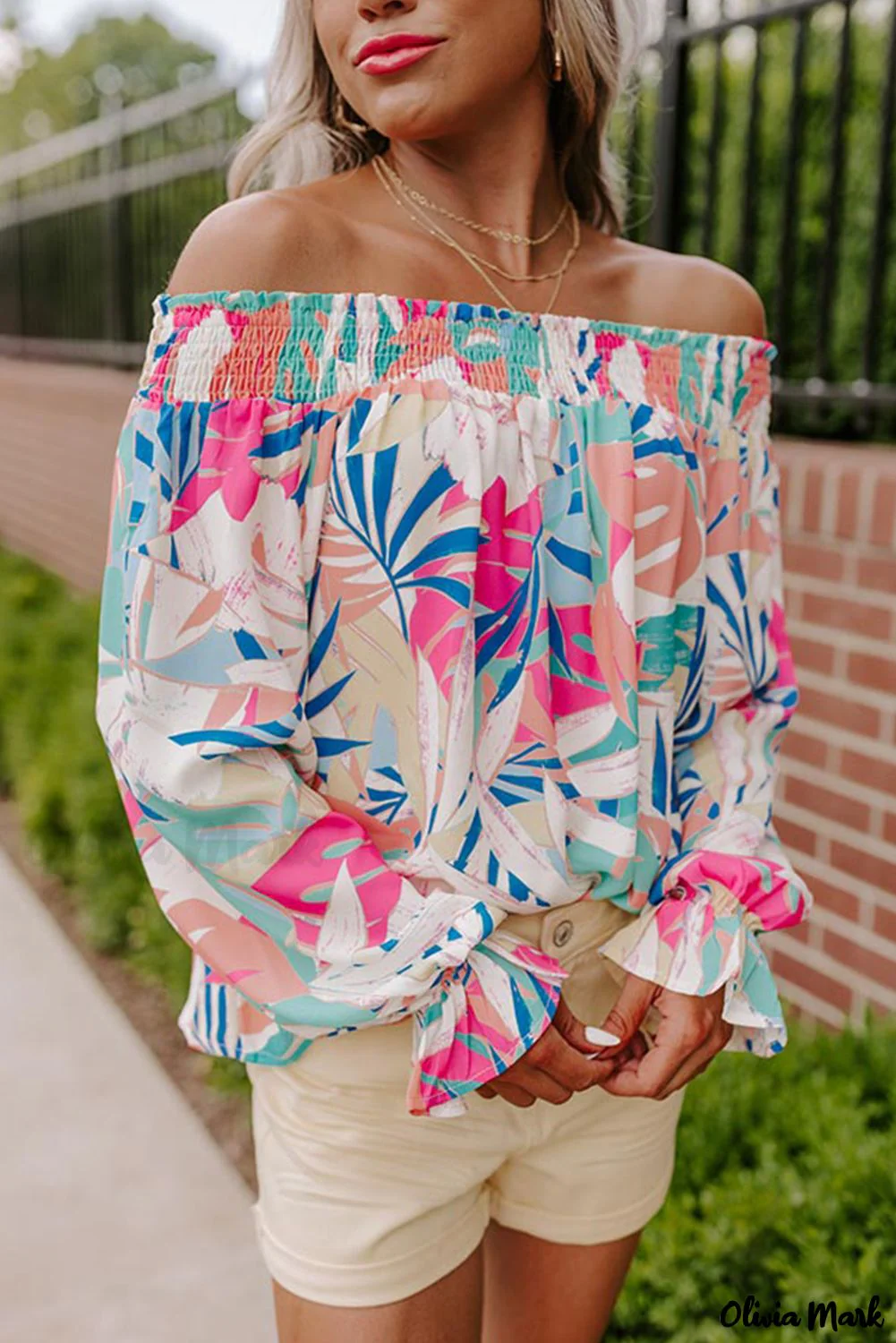 Deanwangkt - Multicolor Floral Print Cold Shoulder Blouse - Deanwangkt