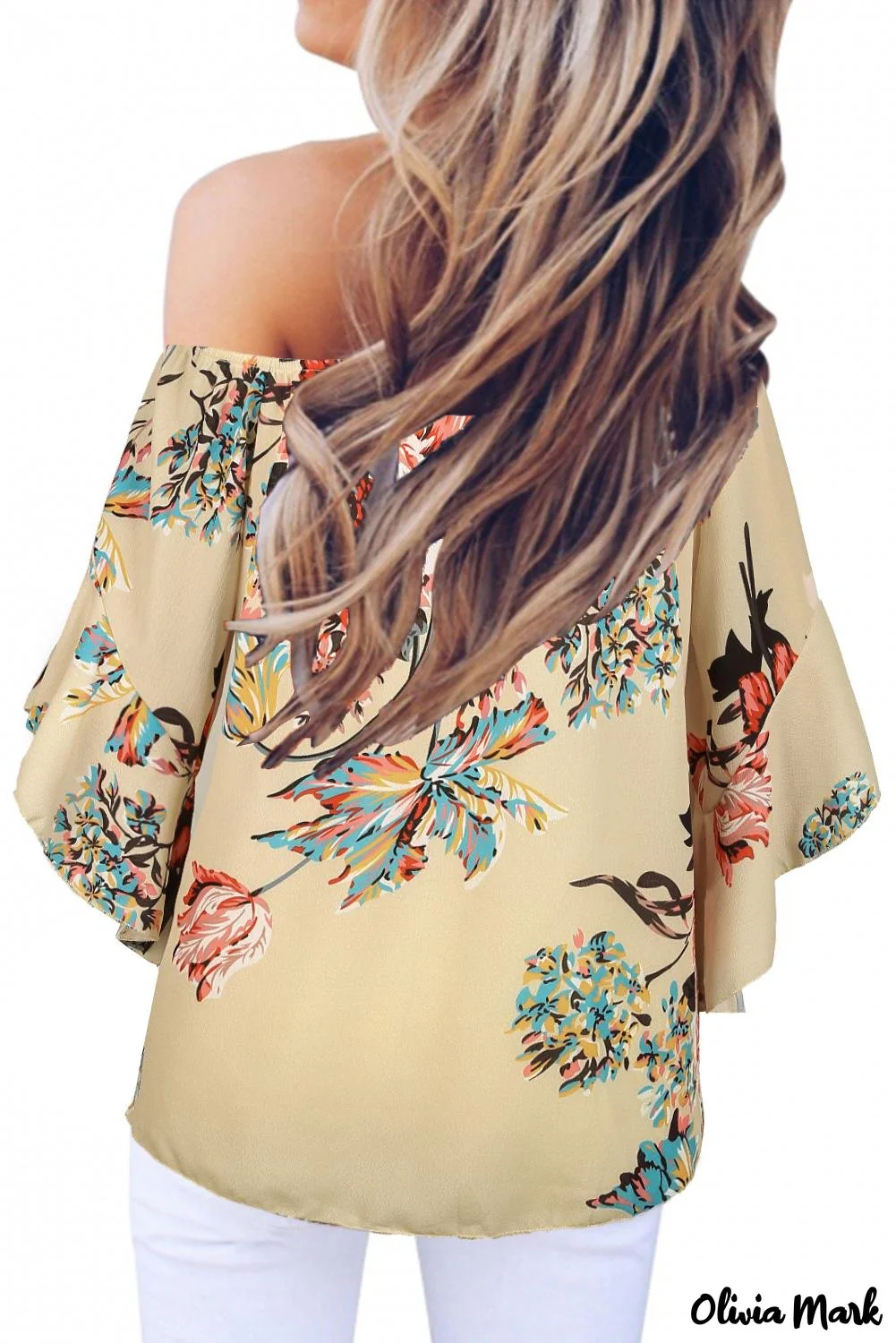 Deanwangkt - Blue Chiffon Off Shoulder Tie Front Blouse - Deanwangkt