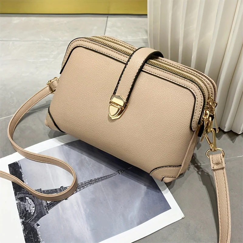 deanwangkt-1  Faux Leather Shoulder Bag, Women's Trendy Zipper Purse Casual Shoulder Bag With Removable Strap - Deanwangkt