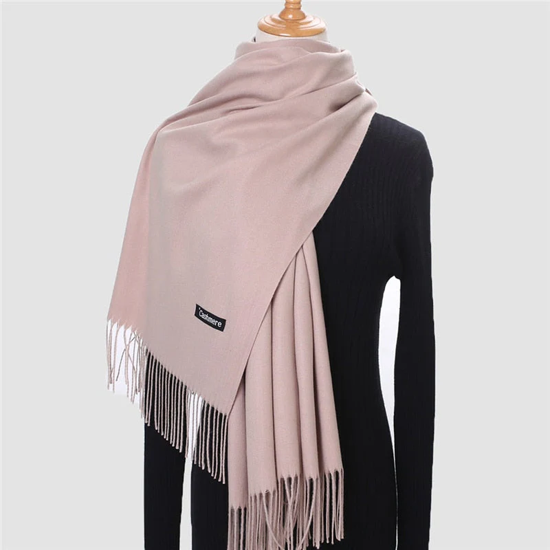 Christmas Gift Deanwangkt Winter Scarf For Women Long Warm Cashmere Scarves Hijab Solid Lady Shawl Wrap Female Pashmina Bandana Head Scarfs Echarpe - Deanwangkt
