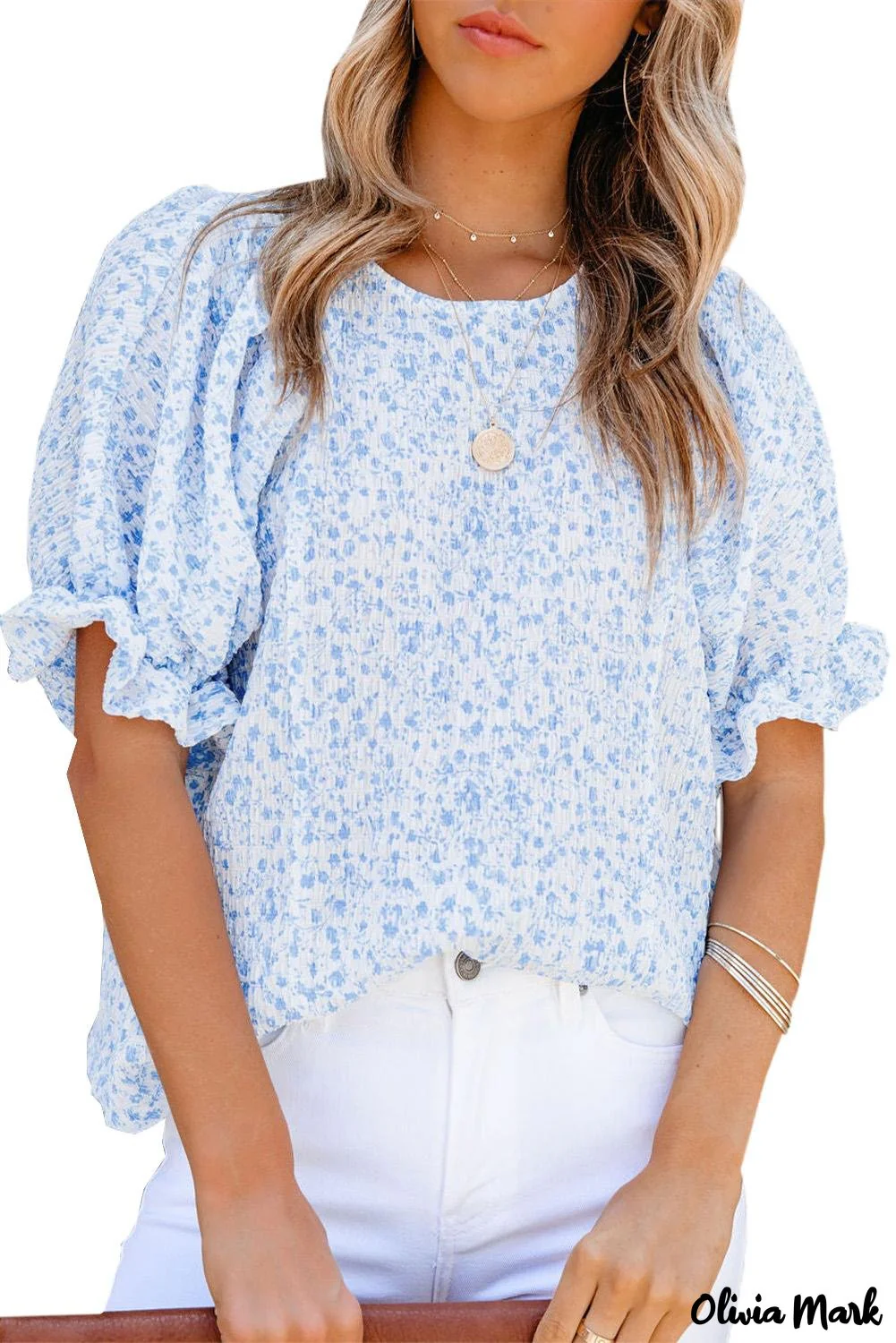 Deanwangkt - Black Floral Smocked Puff Sleeve Blouse - Deanwangkt