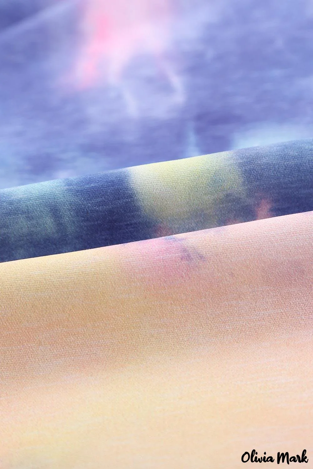 Deanwangkt - Blue Tie-Dye Long Sleeve V-Neck Blouse With Button Closure - Deanwangkt