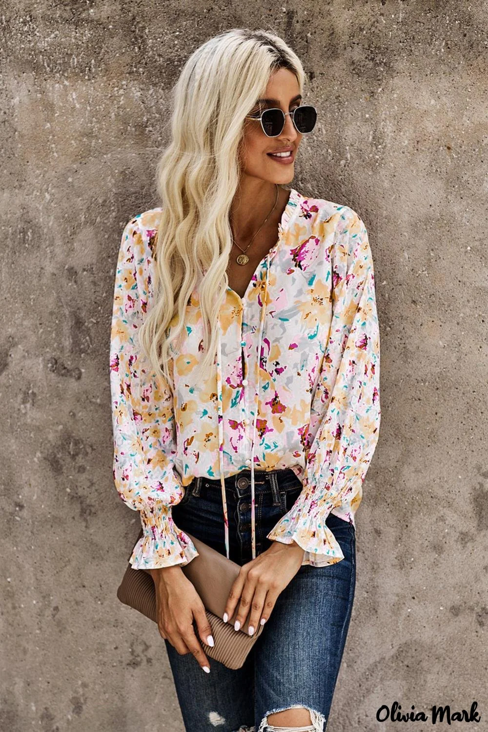 Deanwangkt - Cakewalk Rose Floral Smocked Blouse - Deanwangkt