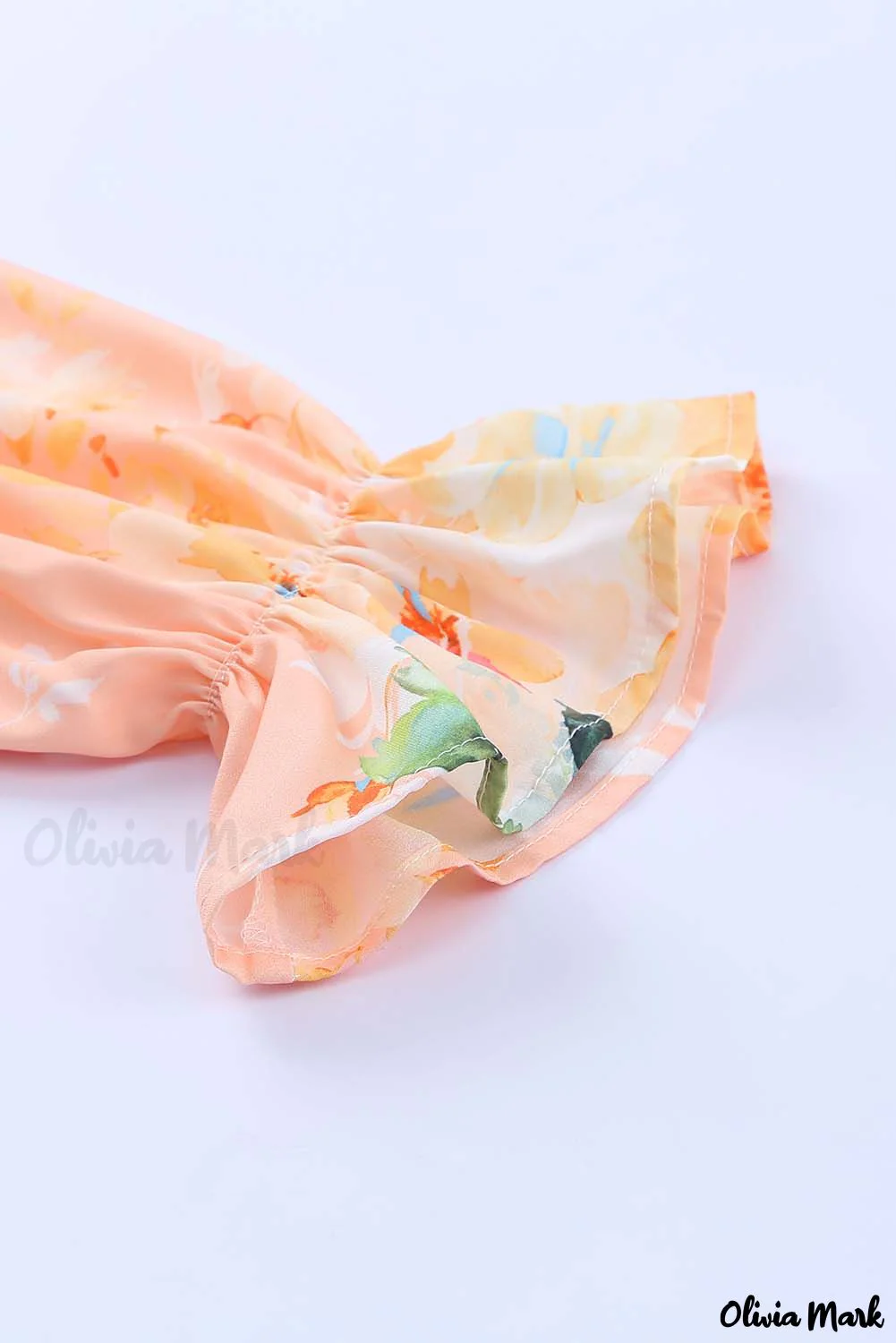 Deanwangkt - Nude Floral V-Neck Smocked Bishop Sleeve Top - Deanwangkt