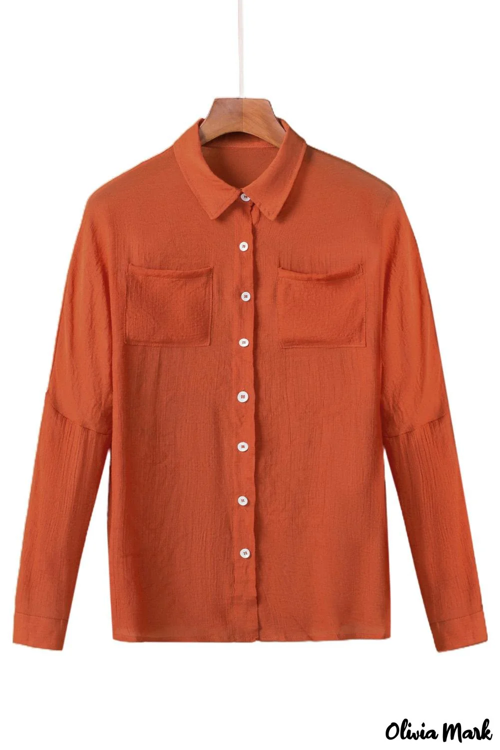 Deanwangkt - Red loose button-up long sleeve shirt with pocket - Deanwangkt