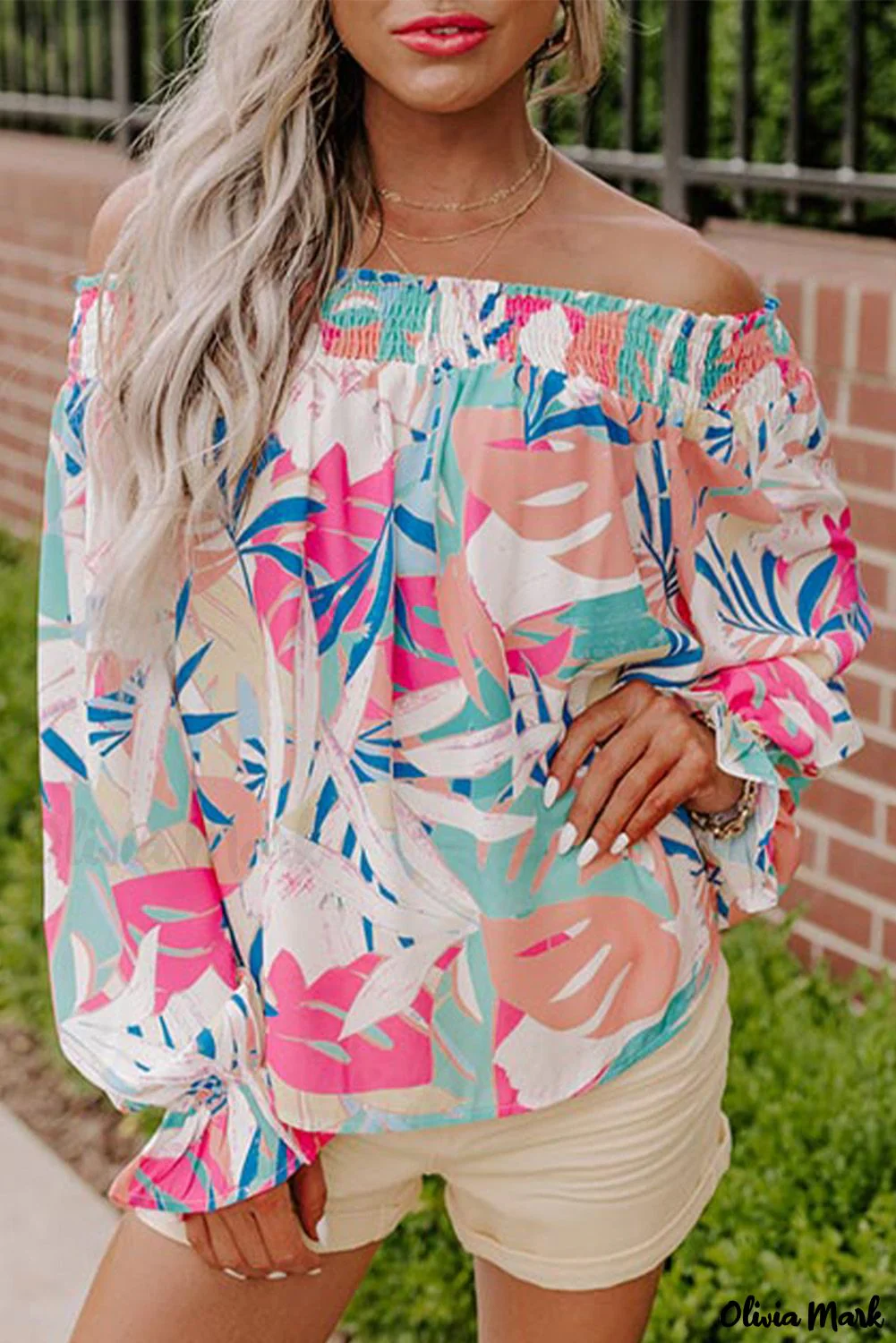Deanwangkt - Multicolor Floral Print Cold Shoulder Blouse - Deanwangkt
