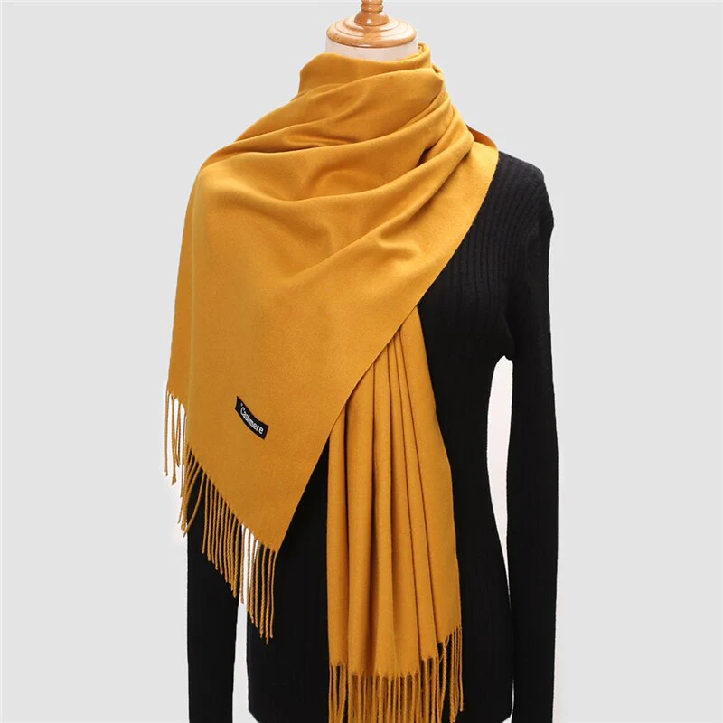 Christmas Gift Deanwangkt Winter Scarf For Women Long Warm Cashmere Scarves Hijab Solid Lady Shawl Wrap Female Pashmina Bandana Head Scarfs Echarpe - Deanwangkt
