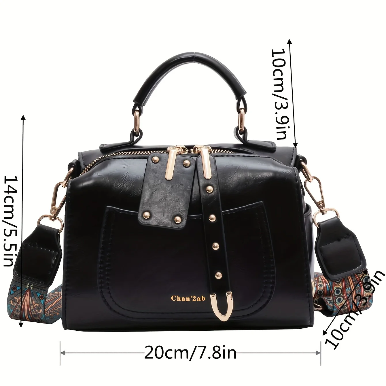 Retro Small Square Crossbody Bag - Ethnic Bohemian Top Handle Bag, Classic Women's Purse With Wide Strap - Deanwangkt