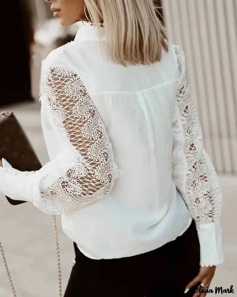 Deanwangkt - Contrast Lace Long Sleeve Shirt - Deanwangkt