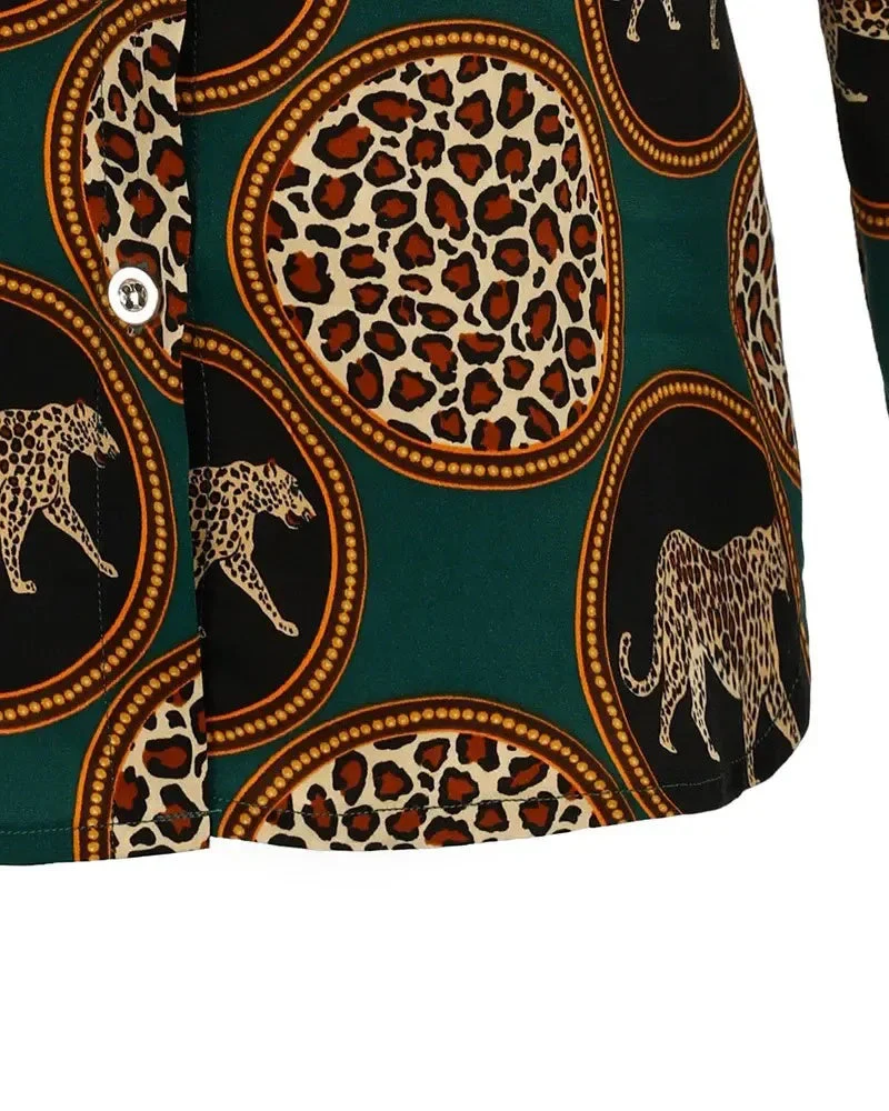 Deanwangkt - Leopard Print Button Down Long Sleeve Shirt - Deanwangkt