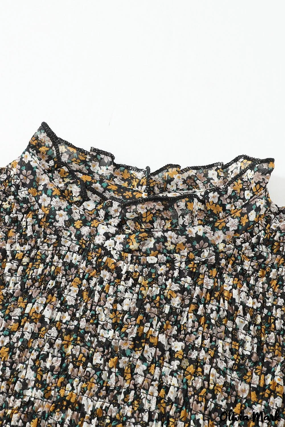 Deanwangkt - Floral Print Ruffle Long Sleeve Blouse - Deanwangkt