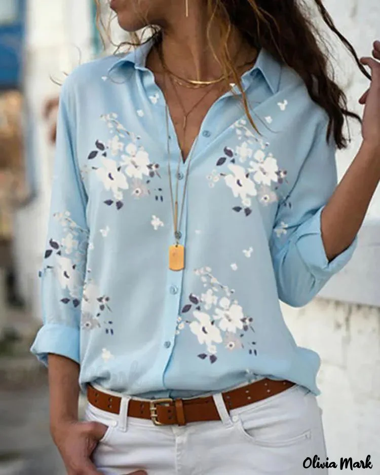 Deanwangkt - Floral Print Long Sleeve Casual Shirt - Deanwangkt