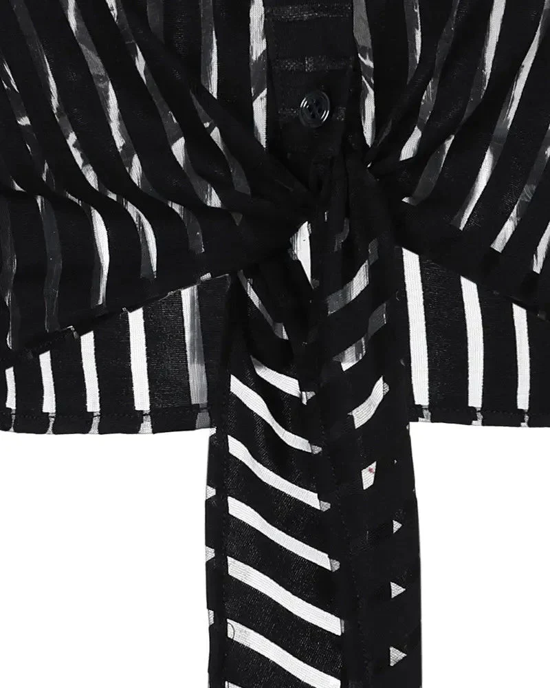 Deanwangkt - Contrast Lace Long Sleeve Button Down Shirt - Deanwangkt