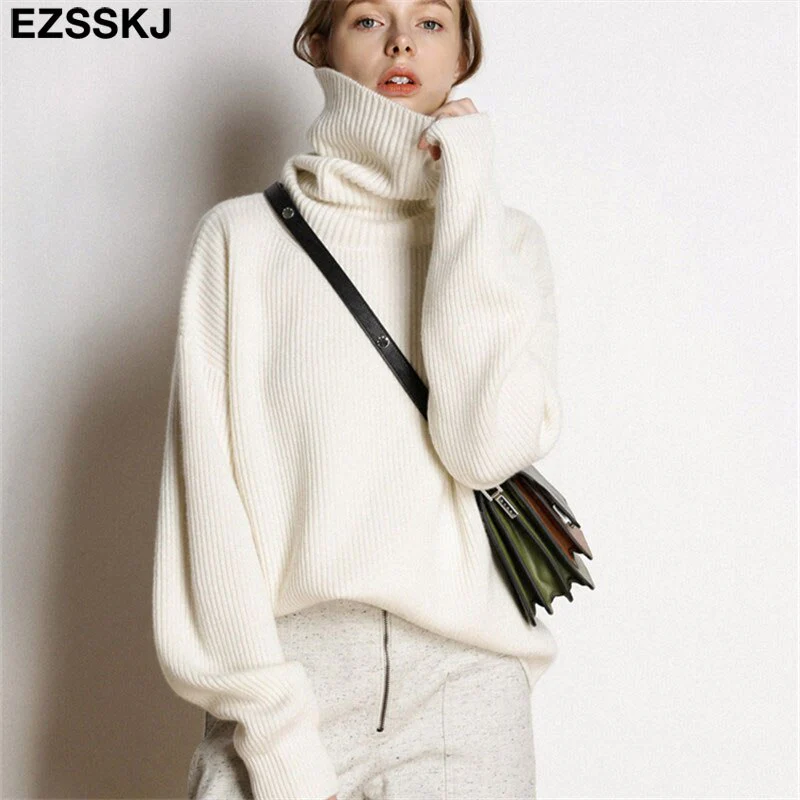 Christmas Gift Deanwangkt Women's Sweater Autumn Winter Warm Turtlenecks Casual Loose Oversized Lady Sweaters Knitted Pullover Top Pull Femme - Deanwangkt