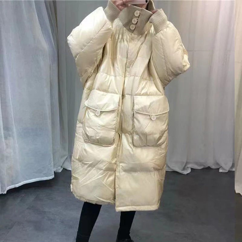 Black Friday Sales Winter Women Thick Warm 90% White Duck Down Long Parka Casual Female Pocket Zipper Snow Outwear Loose Down Jackets - Deanwangkt
