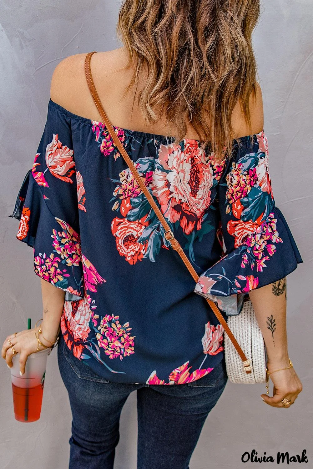 Deanwangkt - Blue Chiffon Off Shoulder Tie Front Blouse - Deanwangkt