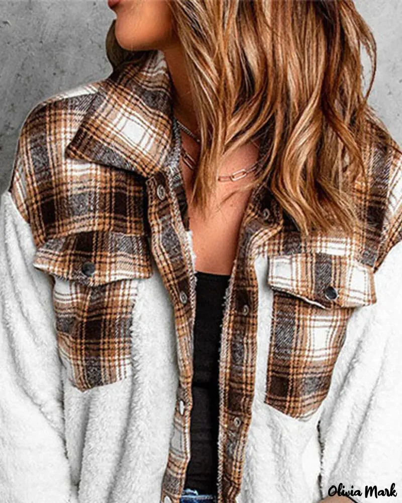 Deanwangkt - Contrast Check Long Sleeve Teddy Jacket - Deanwangkt