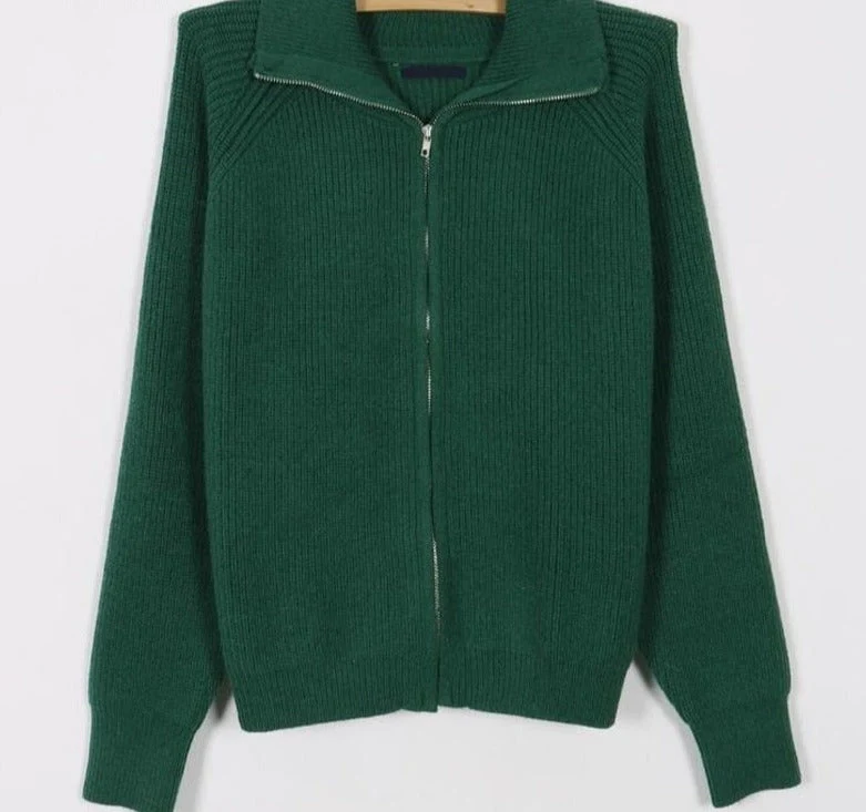 Christmas Gift  Vintage Thicken Turtleneck Women Cardigans Tops Autumn Winter Loose Zippers Casual Female Knitted Sweaters - Deanwangkt