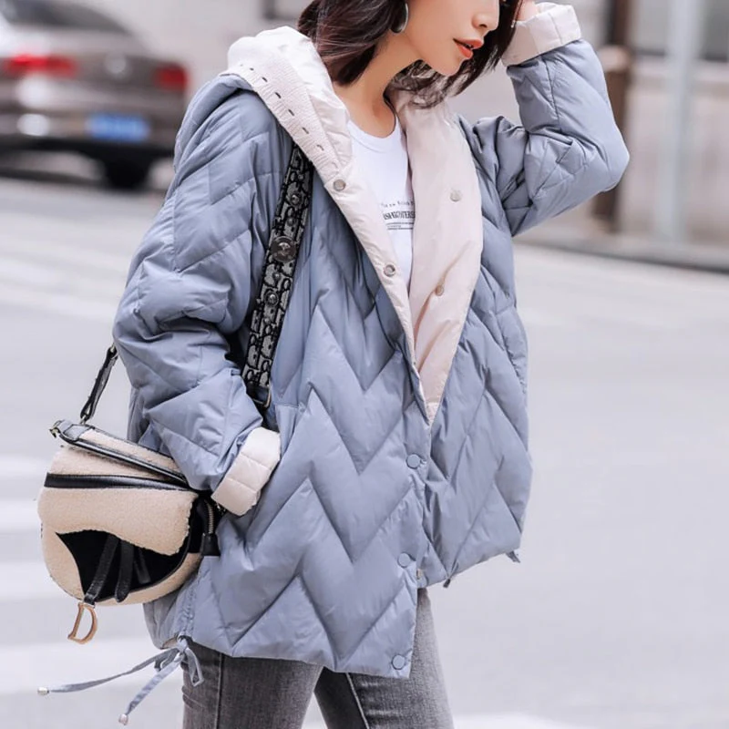 Black Friday Sales Winter Women Ultra Light Hooded 90% White Duck Down Short Parkas Casual Female Single Breasted Warm Coat Snow Outwear - Deanwangkt