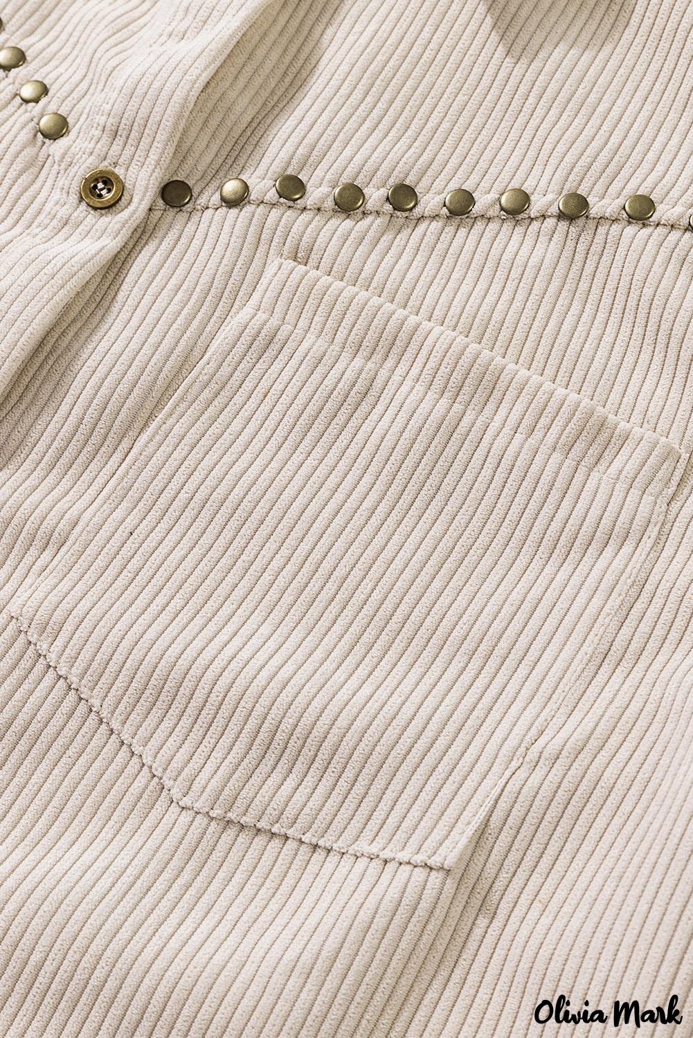 Deanwangkt - Beige corduroy buttoned long sleeve shirt with pockets - Deanwangkt