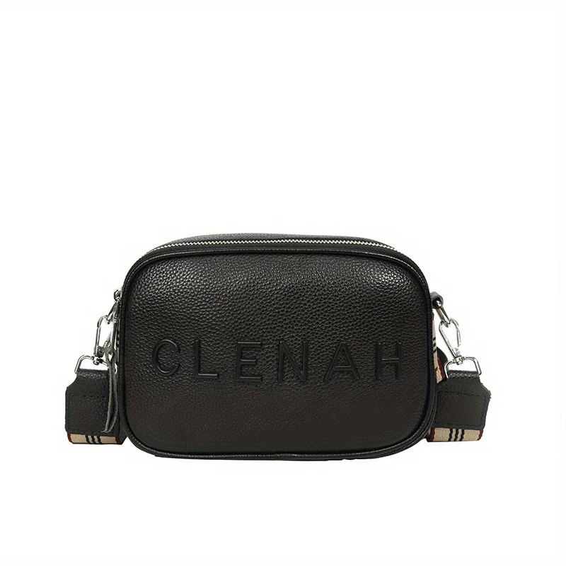 Letter Decor Crossbody Bag, Fashion Camera Shoulder Bag, Women's Leather Square Purse - Deanwangkt