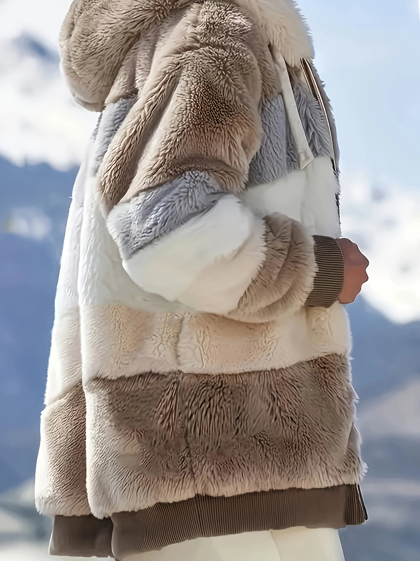 deanwangkt-1 Faux Fur Hooded Drawstring Jacket, Casual Long Sleeve Jacket For Fall & Winter, Women's Clothing - Deanwangkt