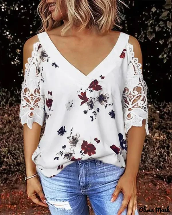 Deanwangkt - Off-the-shoulder top with floral print eyelet embroidery - Deanwangkt
