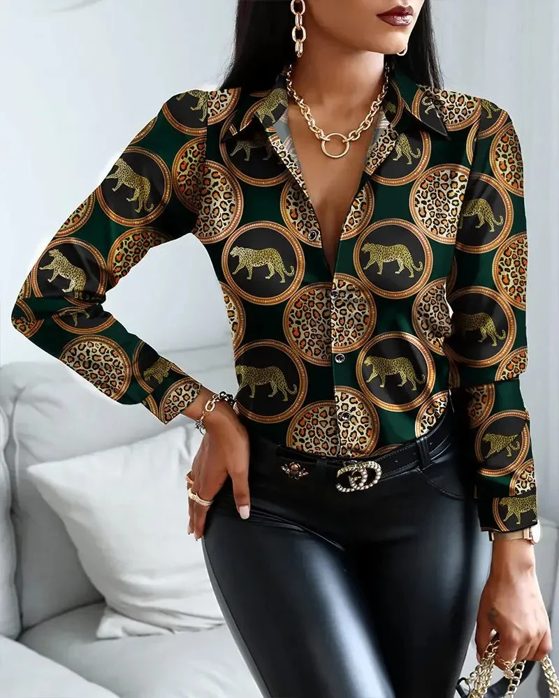 Deanwangkt - Leopard Print Button Down Long Sleeve Shirt - Deanwangkt