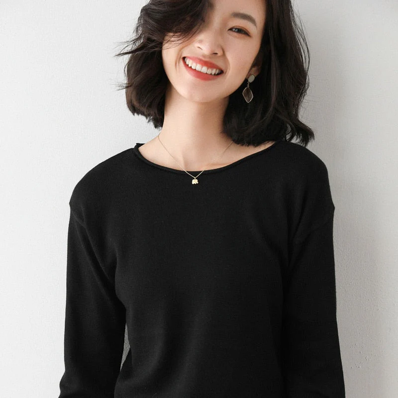 Christmas Gift Deanwangkt Autumn Winter Thin Sweater Women Knitted Sweater Fashion Crew-V-neck  Ladies Winter Sweater Korean College Style - Deanwangkt