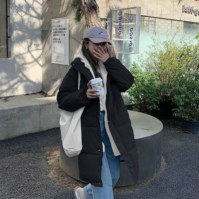 Christmas Gift Deanwangkt New Parkas Women Winter Jacket Snow Wear Long Coat Hooded Warm Parka Female Hooded Cotton Padded Jackets Outwear Plus Size - Deanwangkt