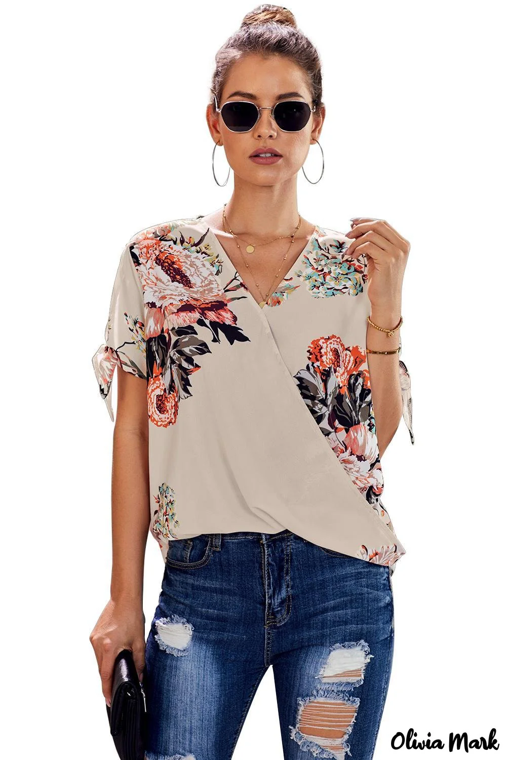 Deanwangkt - Orange Floral Twist Top - Deanwangkt