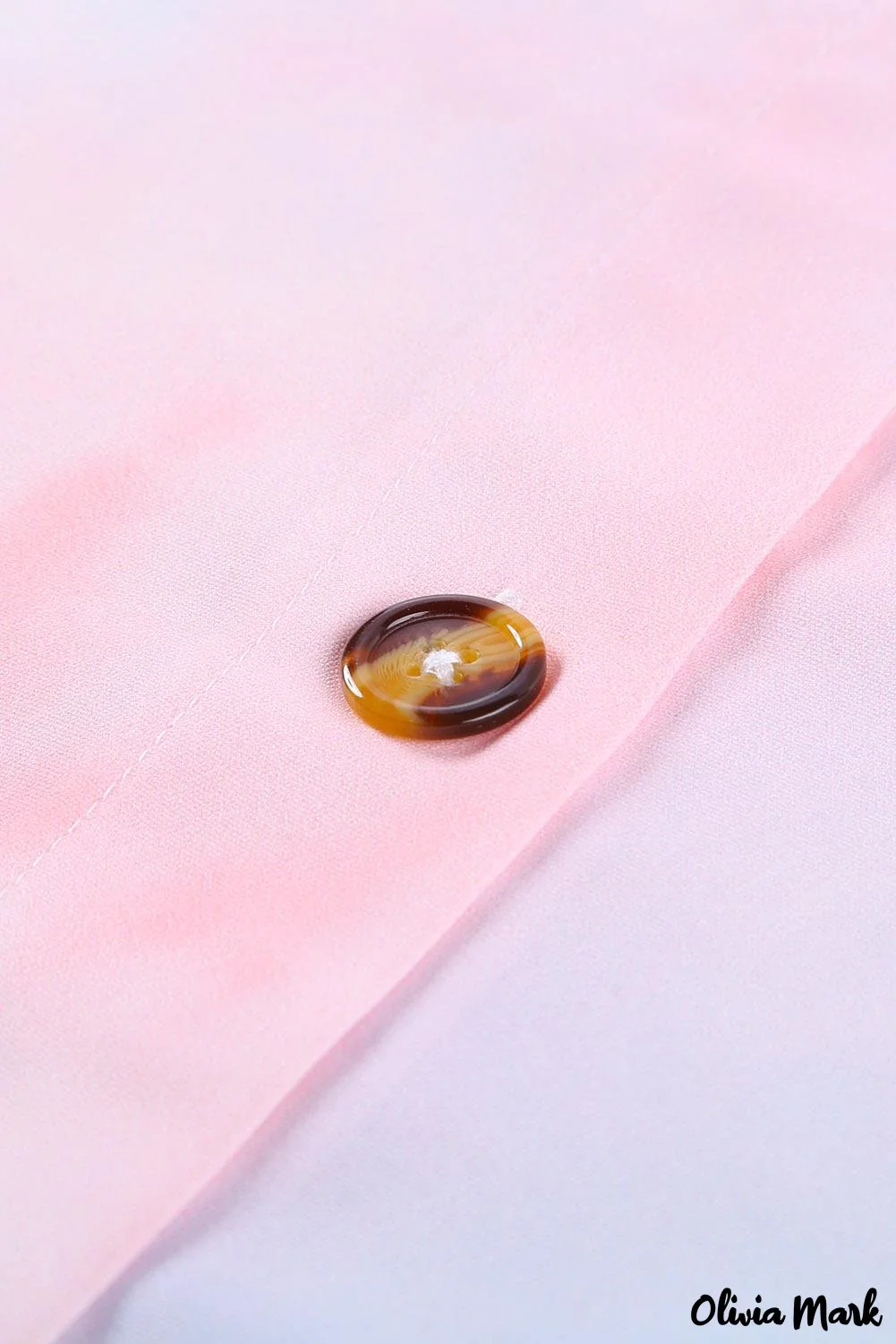 Deanwangkt - Blue Tie-Dye Long Sleeve V-Neck Blouse With Button Closure - Deanwangkt