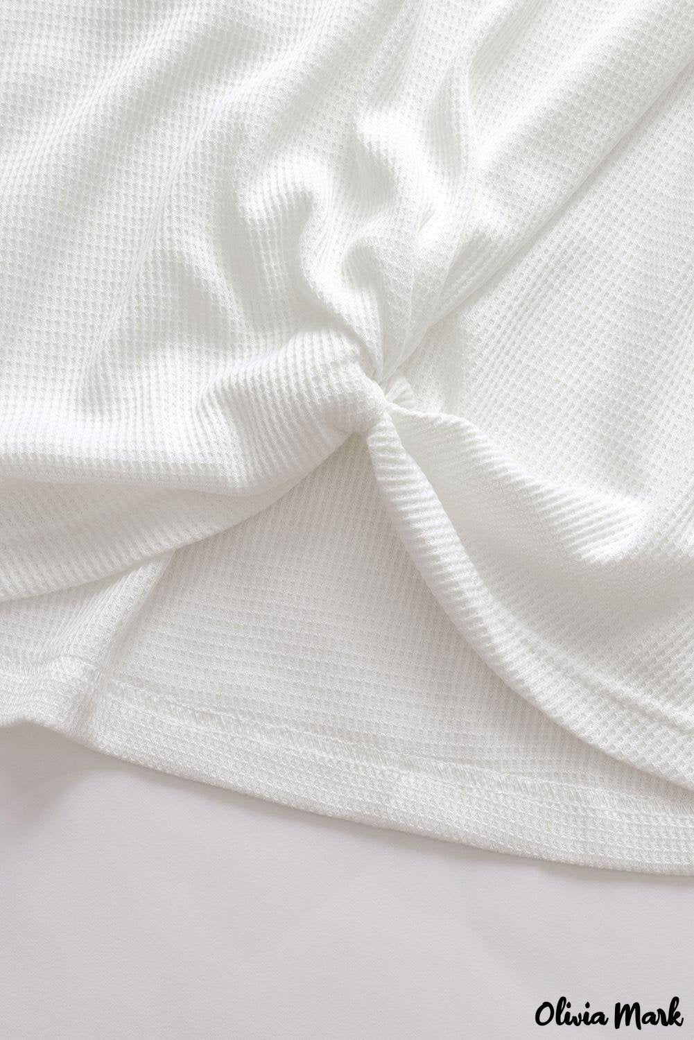 Deanwangkt - Black Waffle Knit Leopard Long Sleeve Twist Knot Blouse - Deanwangkt