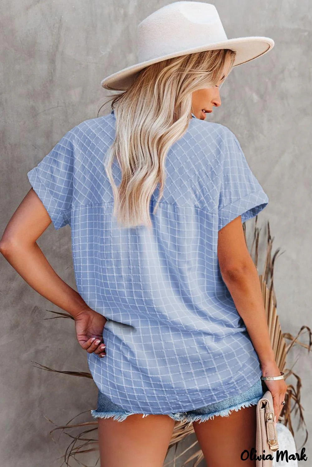 Deanwangkt - Sky Blue Check Rolled Short Sleeve Button Down Shirt - Deanwangkt