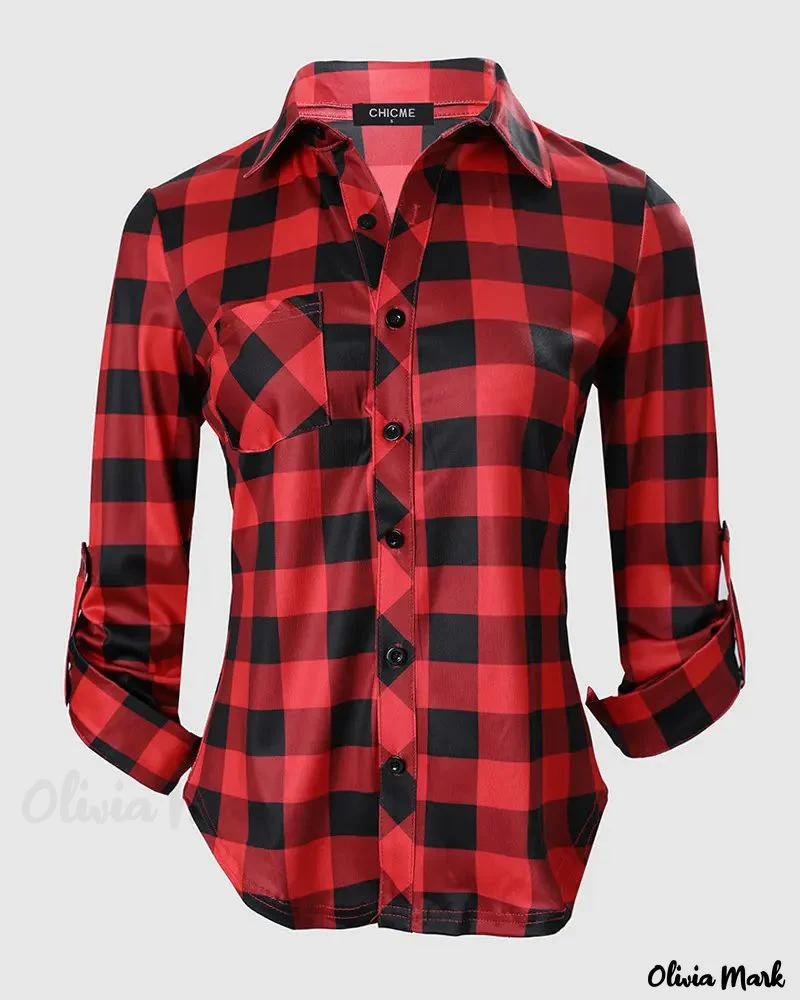 Deanwangkt - Plaid Print Long Sleeve Button-Up Shirt - Deanwangkt