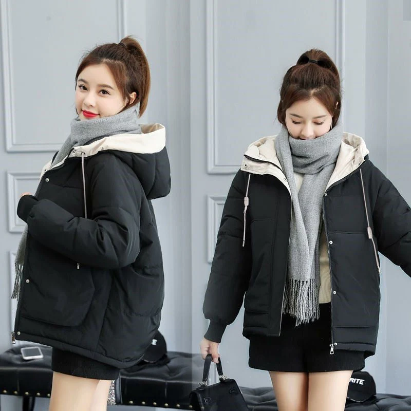 Christmas Gift Deanwangkt New Winter Jacket Women Coat Parkas Hooded Short Jackets Cotton Padded Parka Outwear Female Thick Warm Jacket Coats P786 - Deanwangkt