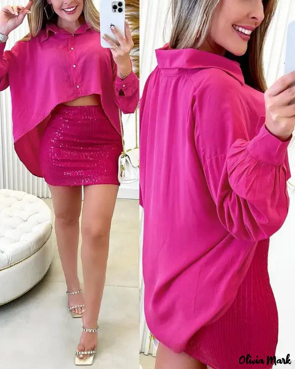 Deanwangkt - Long Sleeve Button Down Shirt with Low Hem - Deanwangkt