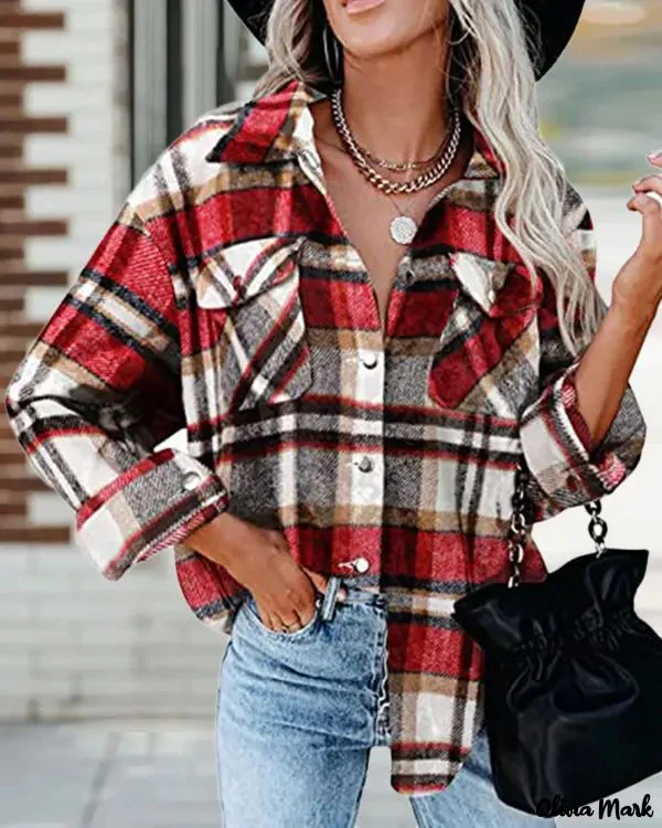 Deanwangkt - Plaid Print Long Sleeve Button Up Jacket - Deanwangkt