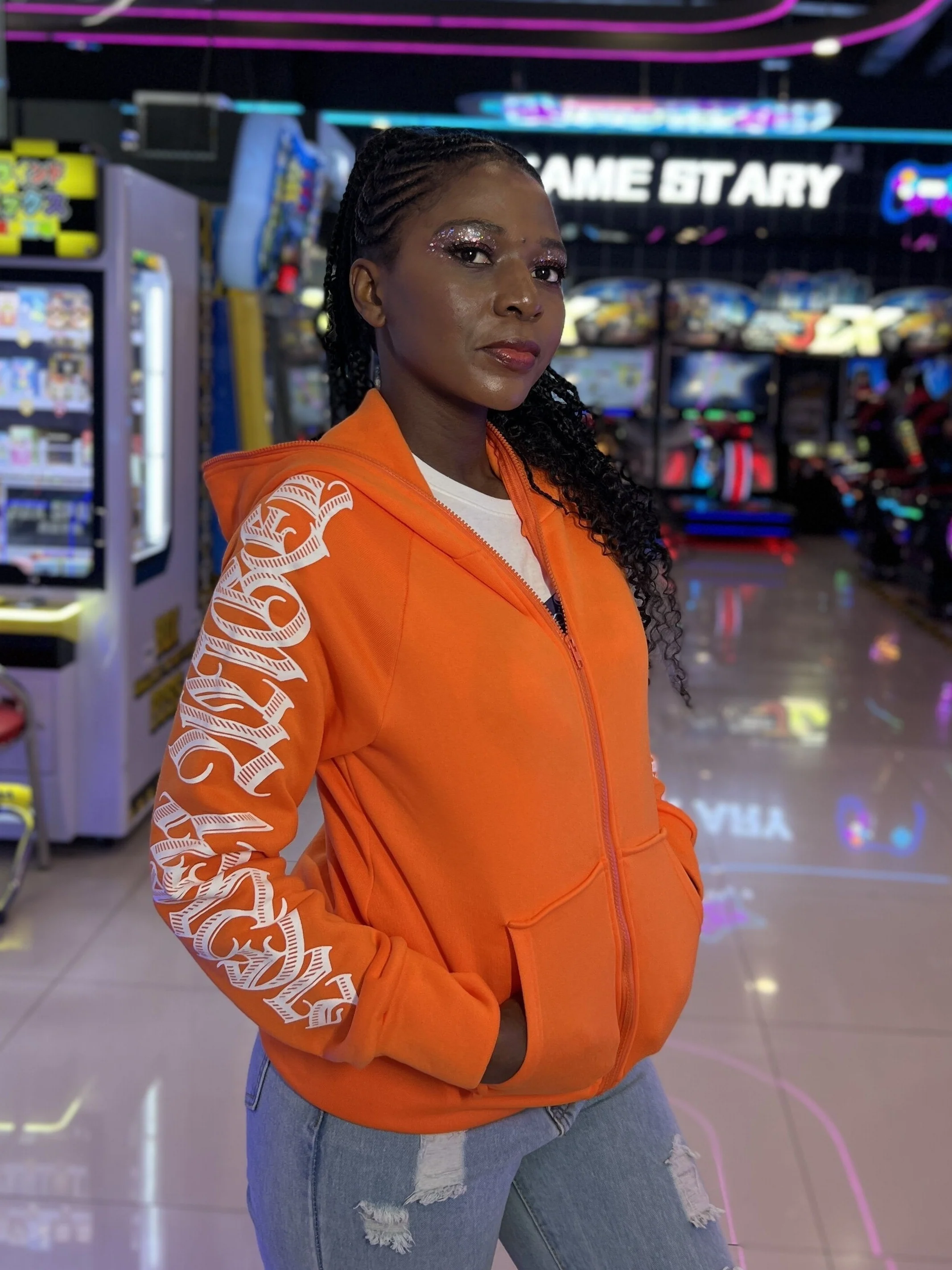 deanwangkt-1 Letter Print Hooded Jacket, Casual Zip Up Long Sleeve Kangaroo Pocket Outerwear, Women's Clothing - Deanwangkt