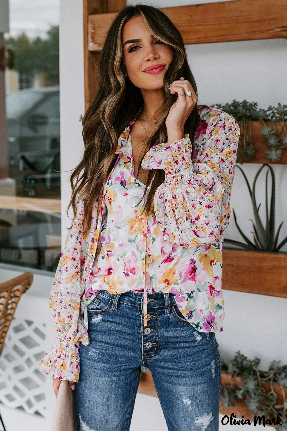 Deanwangkt - Cakewalk Rose Floral Smocked Blouse - Deanwangkt
