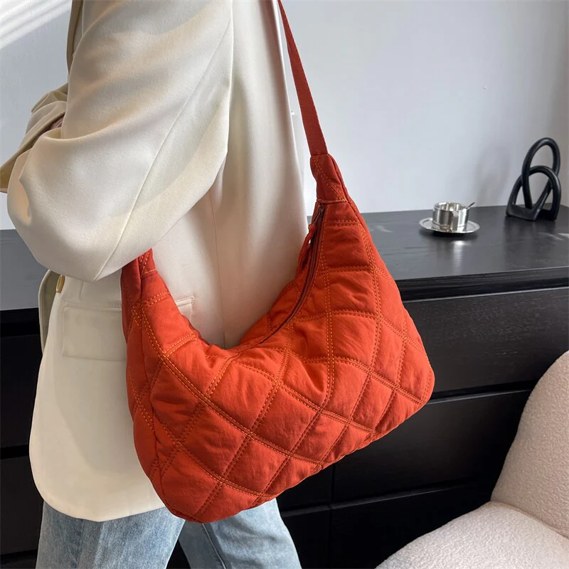 Back to college Deanwangkt AVEURI Women Soft Nylon Side Bags In Trend Brand Quilted Luxury Big Handbags Lady Shoulder Bucket Crossbody Bags Designer Brand - Deanwangkt