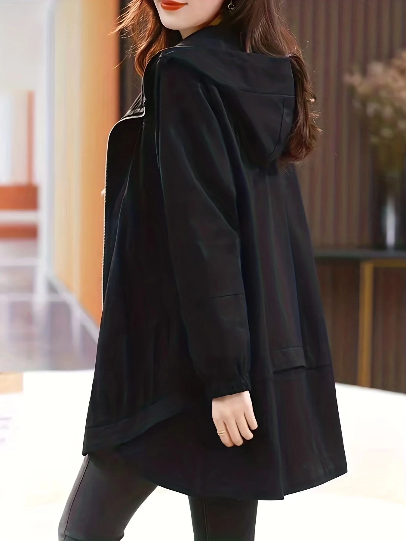 Drawstring Soldi Hooded Jacket, Casual Zip Up Long Sleeve Outerwear, Women's Clothing - Deanwangkt