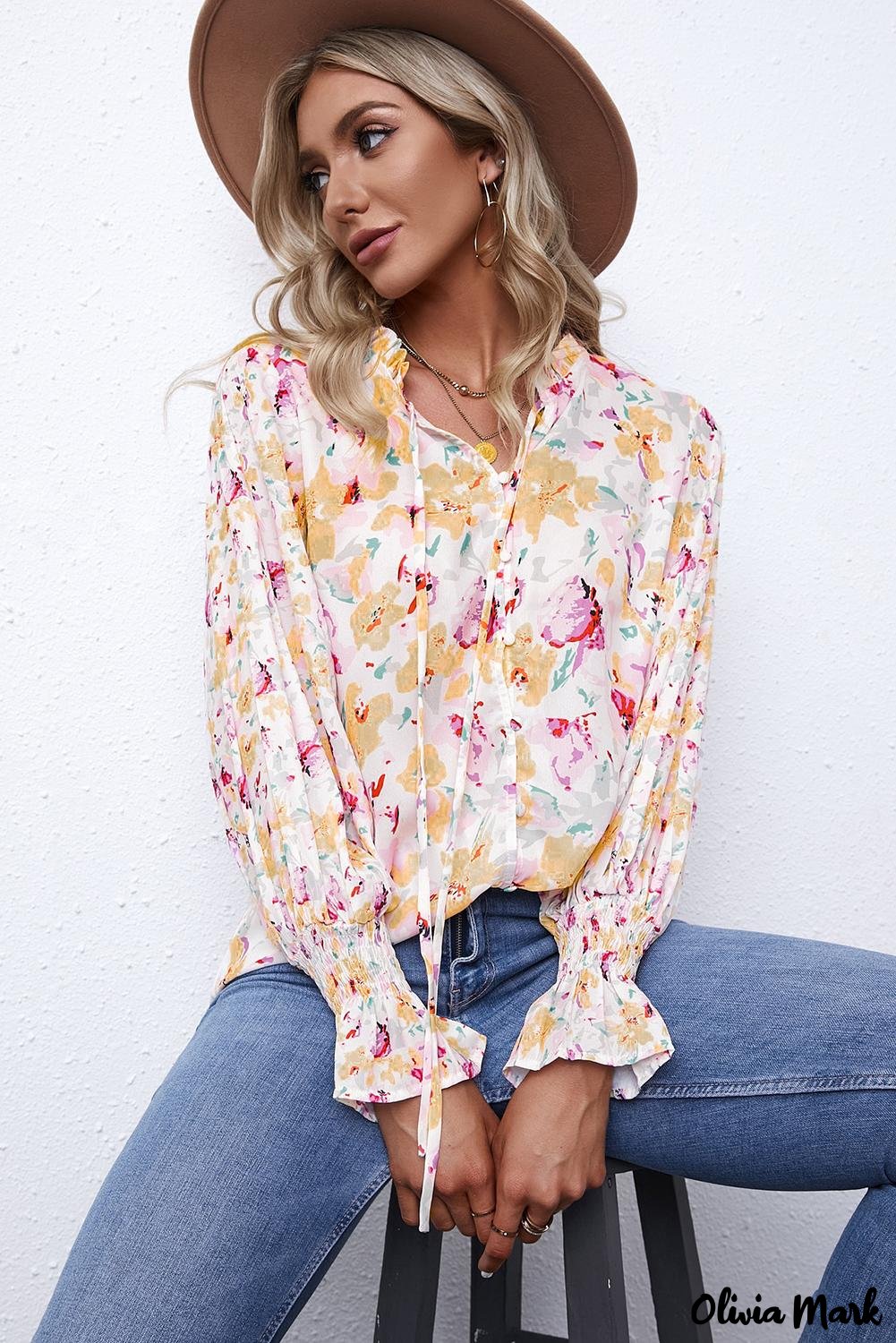 Deanwangkt - Cakewalk Rose Floral Smocked Blouse - Deanwangkt