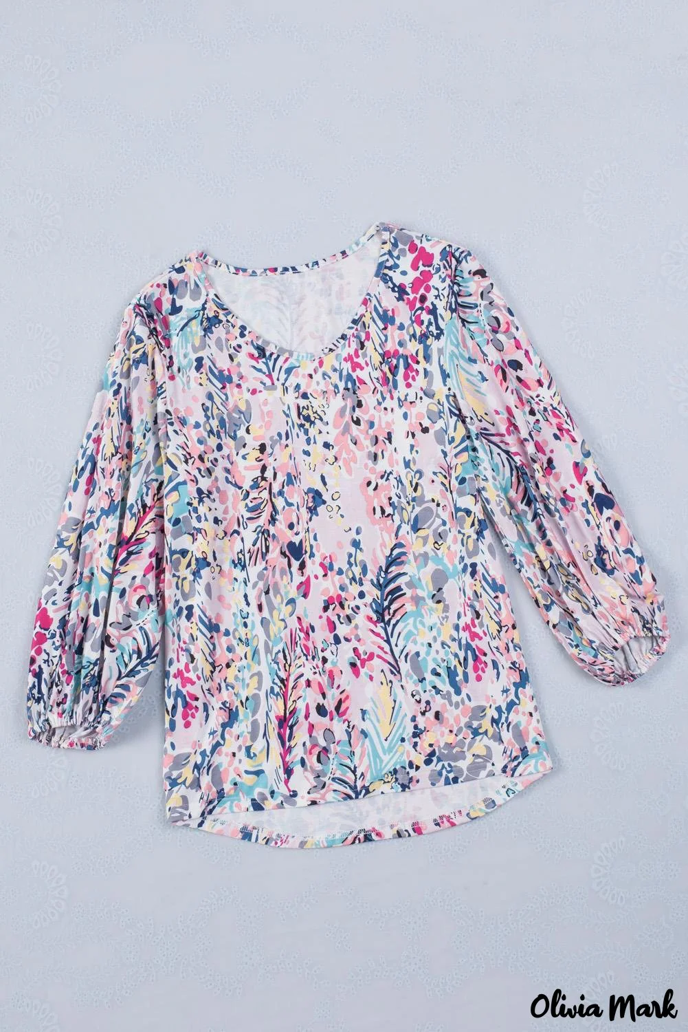 Deanwangkt - Green Floral Print Puff Sleeve Loose Blouse - Deanwangkt