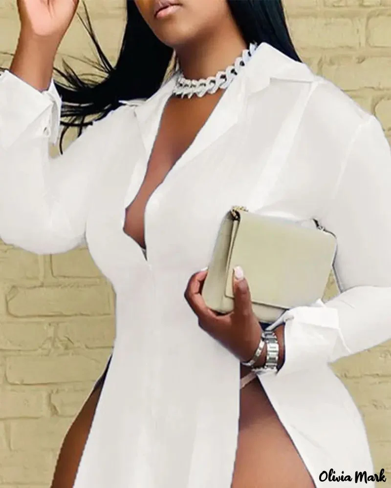 Deanwangkt - Asymmetric Long Sleeve Slit Casual Top - Deanwangkt